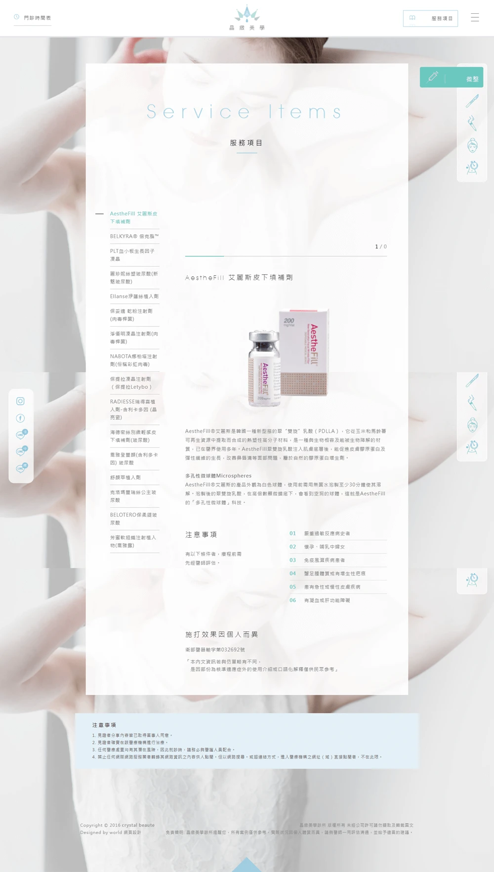 晶緻美學診所網站案例 服務項目